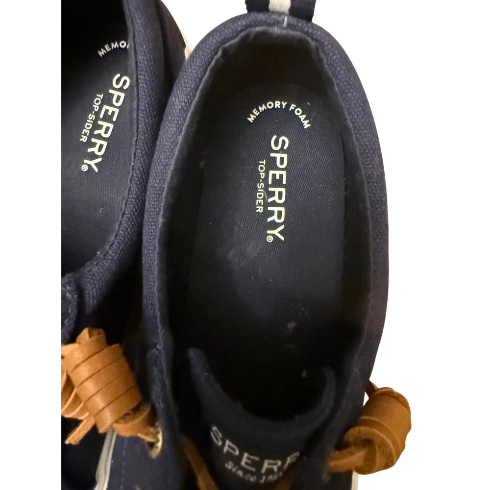 Sperry Top-Sider Crest Vibe Navy Blue Canvas Sneakers Womens 8 New - Picture 2 of 7